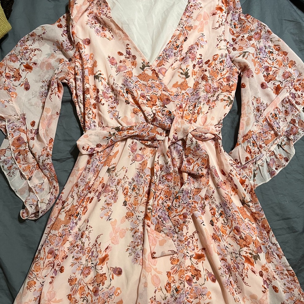 SHEIN Pink Floral Long Sleeve Dress